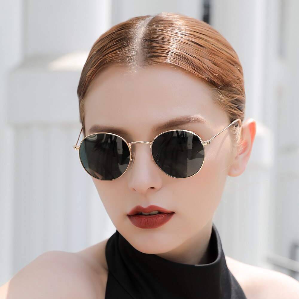 Retro Men Sunglasses Fashion Round Unisex Brand Designer Sun Glasses Polarized Coating UV400 Female Eyewear For Male Women V3448 - KiwisLove