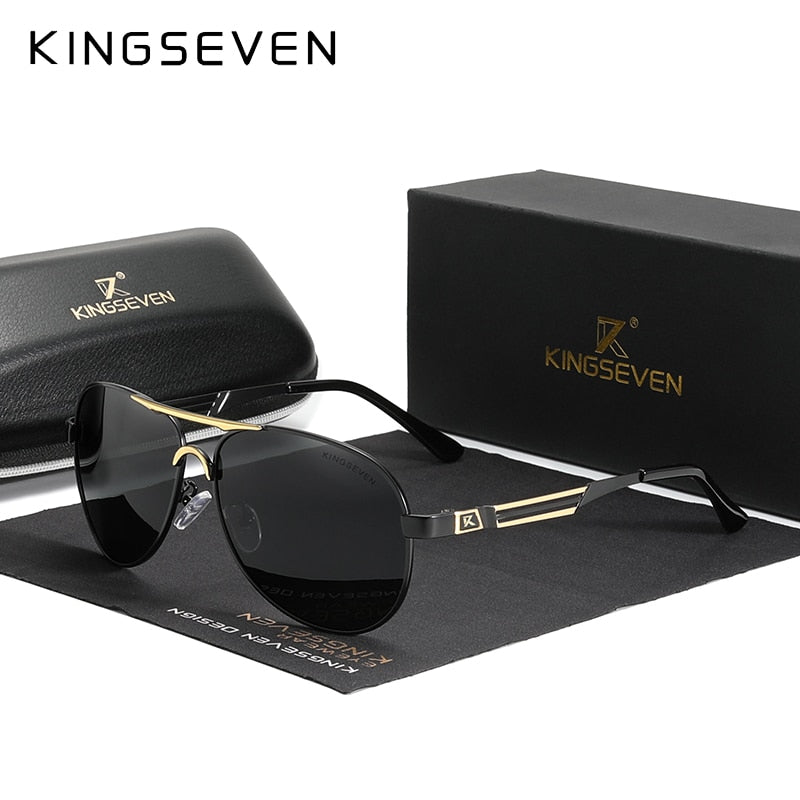 KINGSEVEN 2021 Stainless Steel Pilot Polarized Sunglasses Men Women Fashion Frame Male Sun Glasses For Driving Oculos de sol - KiwisLove