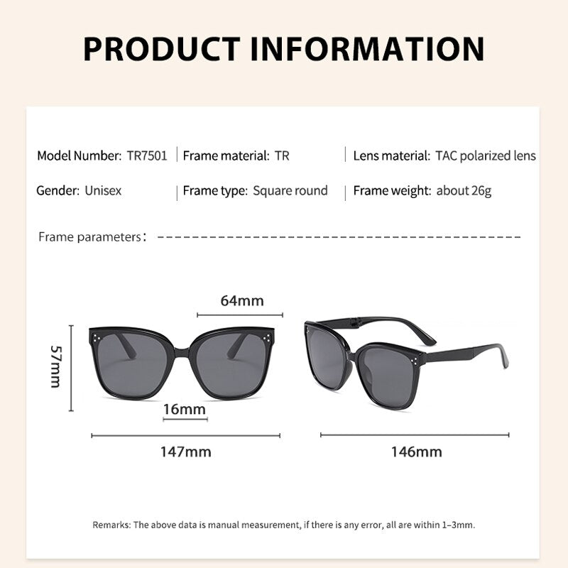 Men Sunglasses Folding Air Cushion TR90 Eyeglasses UV400 Protection Polarized Glasses Fashion Square Vintage Women Eyewear K7501 - KiwisLove