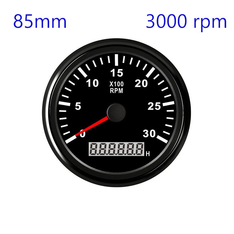 85mm REV Counter Car Boat tachometer + sensor Car Truck Tacho Marine RPM Meter with LCD Hourmeter 4000 RPM Red Backlight 12V/24V - KiwisLove