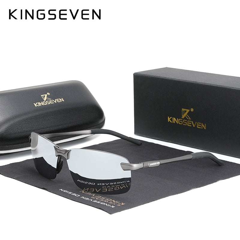 KINGSEVEN NEW Upgrade Fashion Men's Aluminum Sunglasses Polarized Rimless Simple Design Driving Sun Glasses Brand Men UV400 - KiwisLove