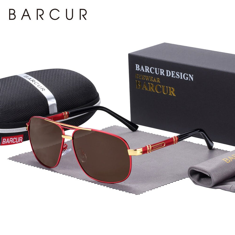 BARCUR Square Sunglasses Men Polarized Driving Mirror High Quality luxury Sun glasses Male gafas de sol - KiwisLove