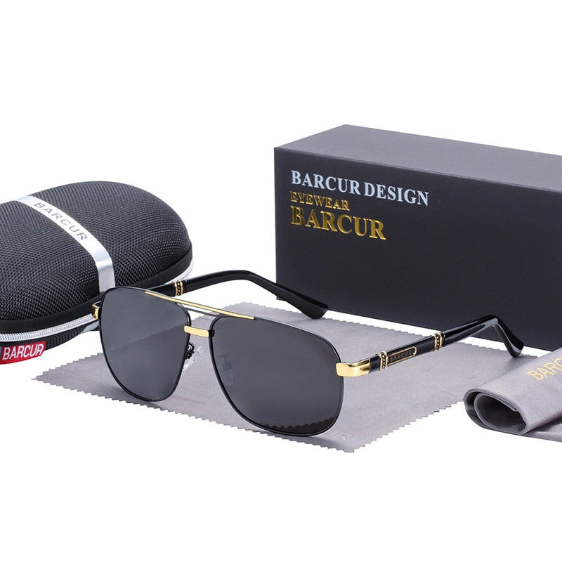 BARCUR Square Sunglasses Men Polarized Driving Mirror High Quality luxury Sun glasses Male gafas de sol - KiwisLove