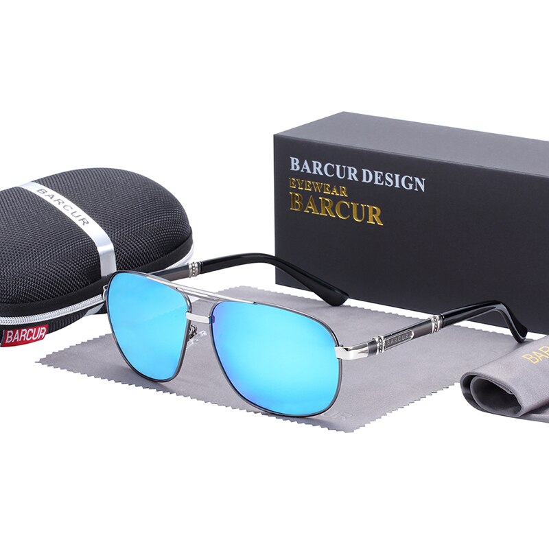 BARCUR Square Sunglasses Men Polarized Driving Mirror High Quality luxury Sun glasses Male gafas de sol - KiwisLove