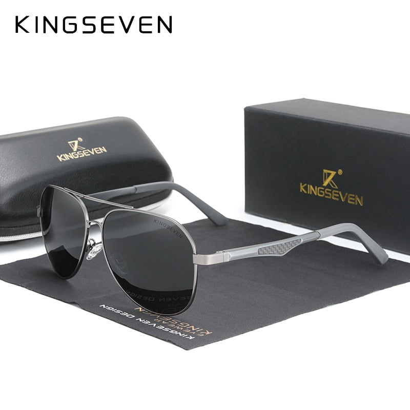 KINGSEVEN 2023 Driving Men's Polarized Sunglasses Aluminum Temples Aviator Sun Glasses For Men UV400 Anti-Glare Retro Eyewear - KiwisLove