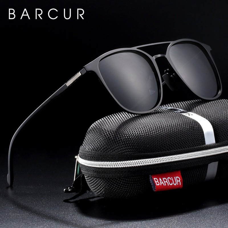 BARCUR Brand Round Sunglasses Men TR90 Temples Black sun glasses for Women Shades Polarized Eyewear lunette de soleil femme - KiwisLove