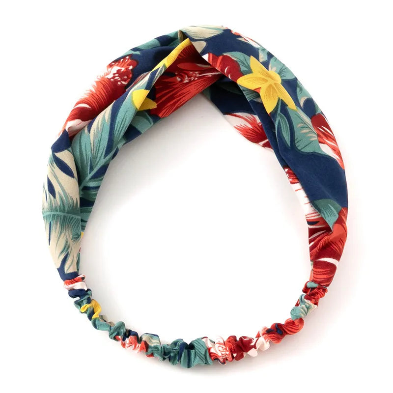 Fashion Women Girls Summer Bohemian Hair Bands Print Headbands Vintage Cross Turban Bandage Bandanas HairBands Hair Accessories