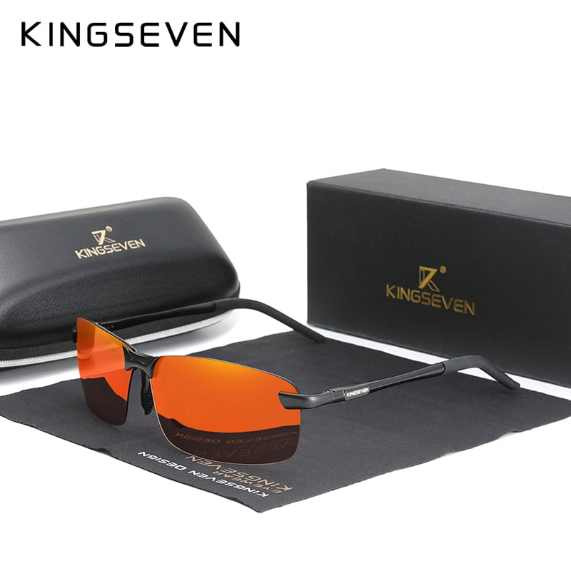 KINGSEVEN NEW Upgrade Fashion Men's Aluminum Sunglasses Polarized Rimless Simple Design Driving Sun Glasses Brand Men UV400 - KiwisLove