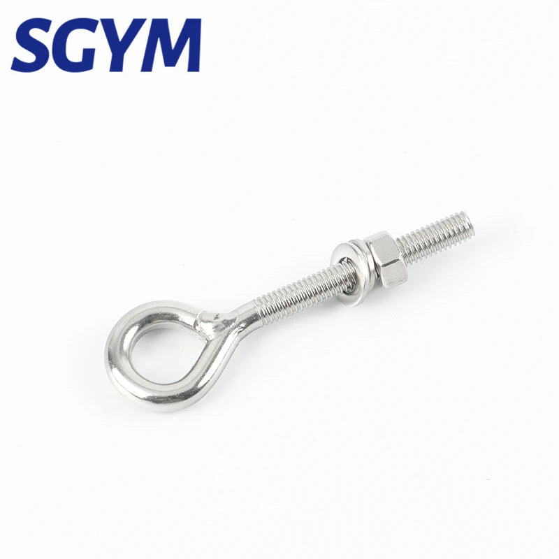 10 PCS M5/M6/M8/M10 304 Stainless Steel Sheep Eye screw Bolt Lifting Ring/Hook With Nuts Washers And Spring Washer Closed Hook