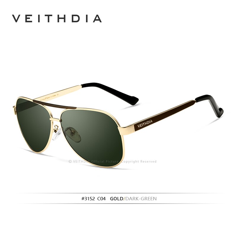 VEITHDIA Sunglasses Pilot Men Brand Designer Polarized UV400 Lens Vintage Fashion Sun Glasses Eyewear Accessories For Male  3152 - KiwisLove