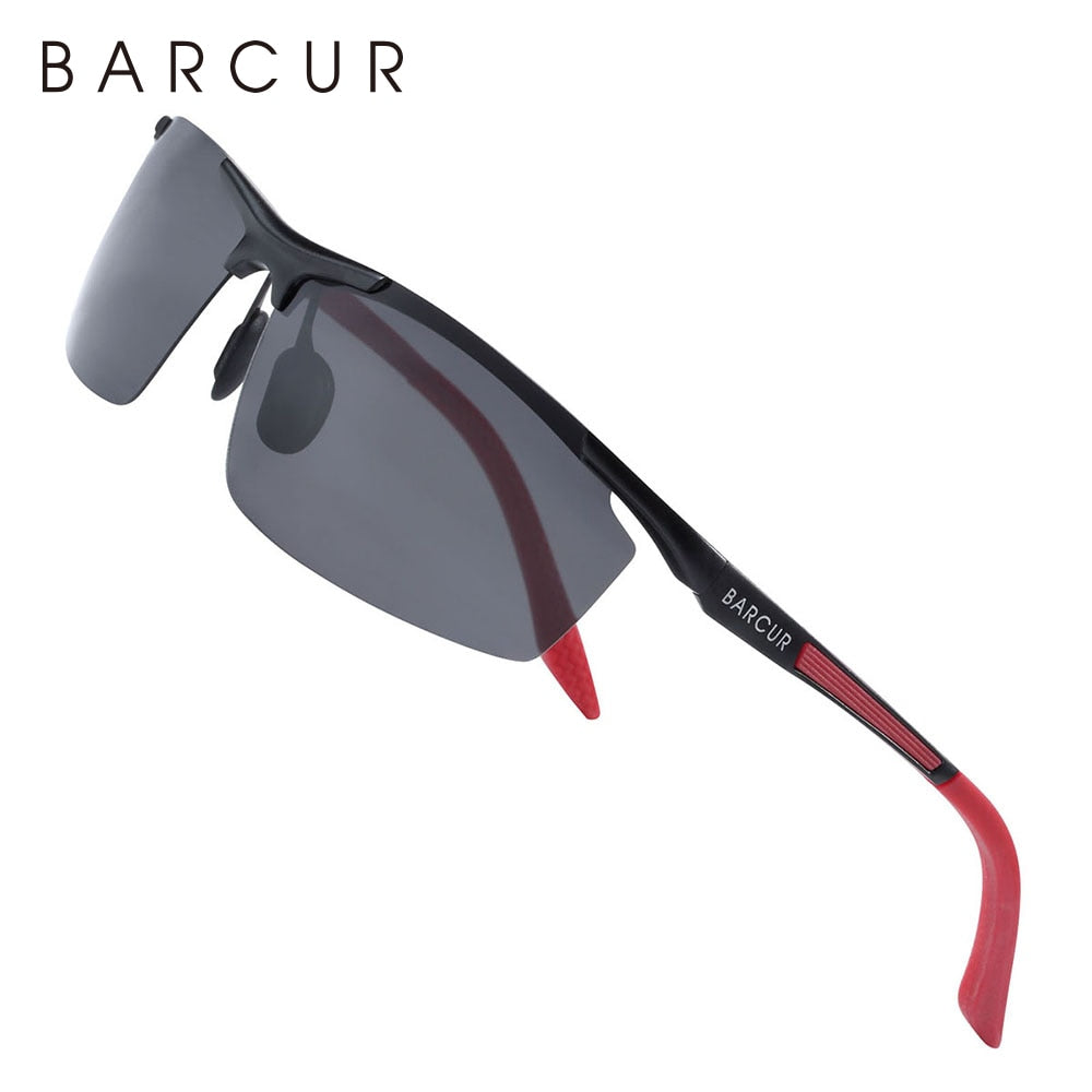 BARCUR Aluminum Magnesium Sports Polarized Sunglasses Men Mirror Sun Glasses Male oculos - KiwisLove