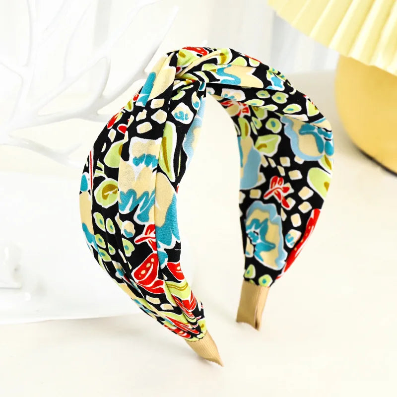 New Fashion Women Hairband Print Wide Headband Cross Knot Turban Flower Hair Hoop Bands Bezel Girls Hair Accessories Headdress