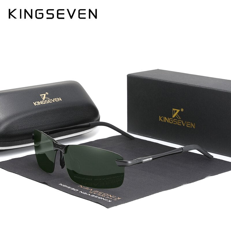 KINGSEVEN NEW Upgrade Fashion Men's Aluminum Sunglasses Polarized Rimless Simple Design Driving Sun Glasses Brand Men UV400 - KiwisLove