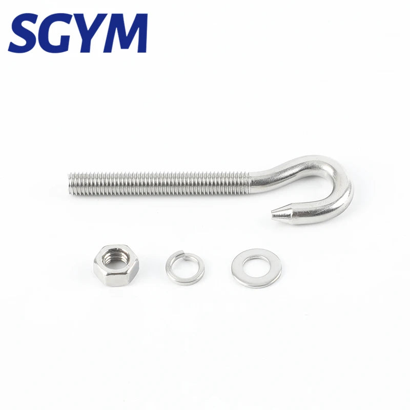 SGYM M5/M6/M8/M10 304 Stainless Steel Sheep Eye screw Bolt Lifting Ring/Hook With Nuts Washers And Spring Washer Closed Hook