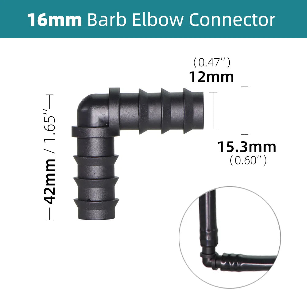 10PCS Garden Plastic Watering Connector 16mm 90 degree Barbed Elbow for Micro Dripping Irrigation 1/2 "PE Pipe Tubing Hose Fitti