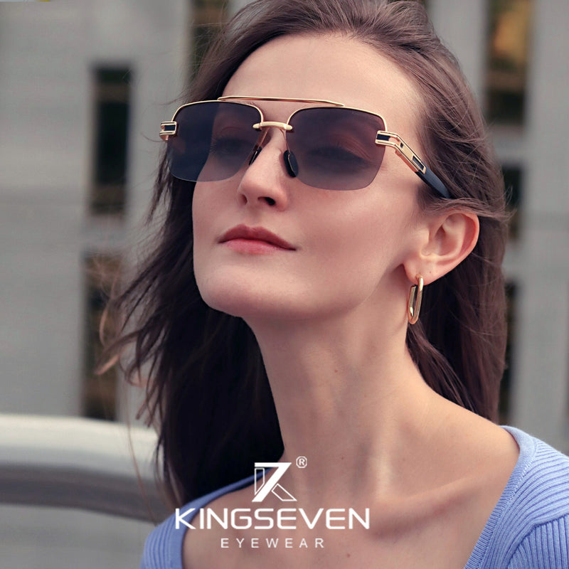 KINGSEVEN Brand Luxury Design Sunglasses Women Polarized Gradient Sun glasses Semi-Rimless Frame Oculos De Sol Masculino - KiwisLove