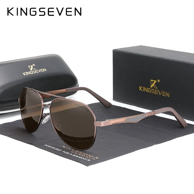 KINGSEVEN 2021 Driving Men's Polarized Sunglasses Aluminum Temples Pilot Sun Glasses For Men UV400 Anti-Glare Retro Eyewear - KiwisLove