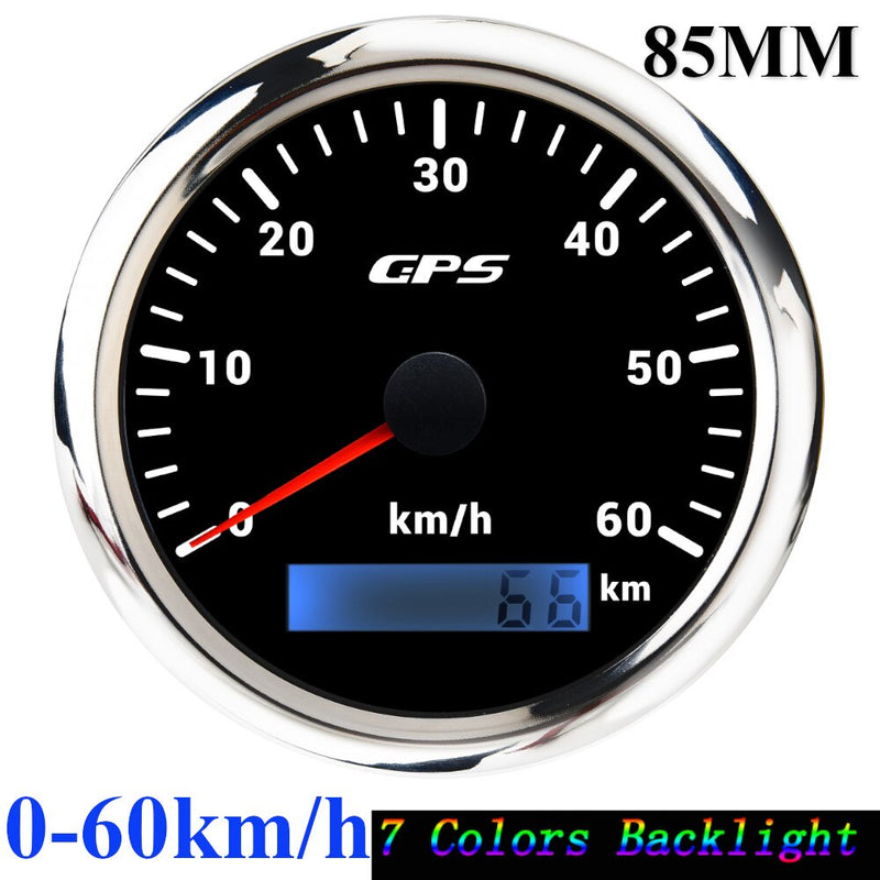 New GPS Speedometer 7 Color Backlight Motorcycle Car Boat Speed Meter 60 km/h 30 knots 120MPH Speedometers With GPS Sensor - KiwisLove