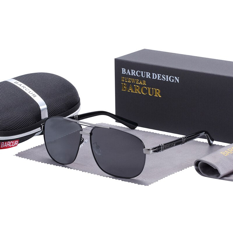 BARCUR Square Sunglasses Men Polarized Driving Mirror High Quality luxury Sun glasses Male gafas de sol - KiwisLove