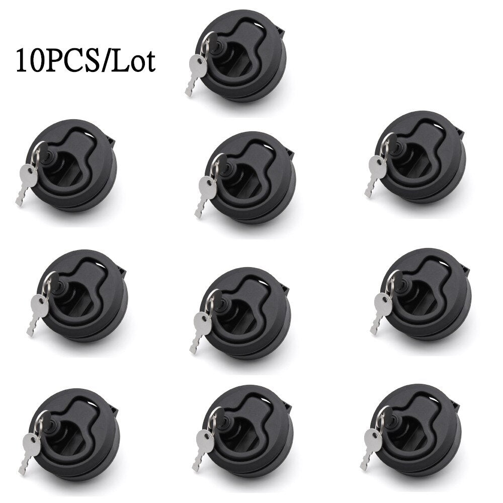 Boat Accessories Marine 10PCS Black Round Flush Mount Hatch Slam Latch Hatch 2inch With Keys For boats RV Yacht - KiwisLove