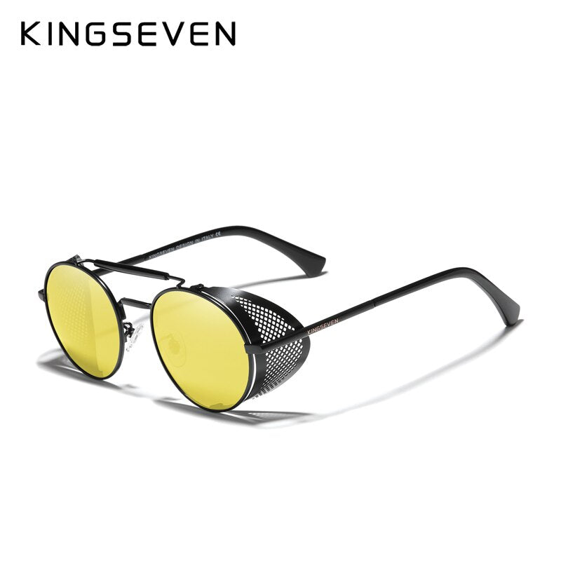 KINGSEVEN Fashion Gothic Steampunk Sunglasses Polarized Men Women Brand Designer Vintage Round Metal Frame Sun Glasses Eyewear - KiwisLove
