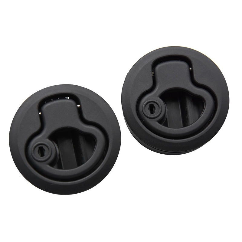 2Pcs Round Plastic Locking Lift Handle Flush Pull Latches For RV Yacht Marine Boat Round Deck Hatches With keys Black - KiwisLove