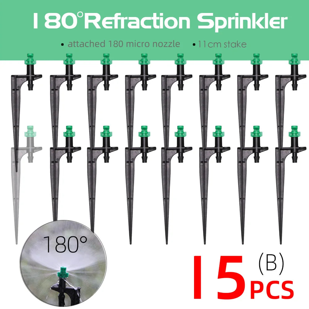 90/180/360 Degree Micro Misting Nozzle on 11cm Stake 1/4 "Barb Connector Can be Used for Garden Greenhouse Irrigation  Watering