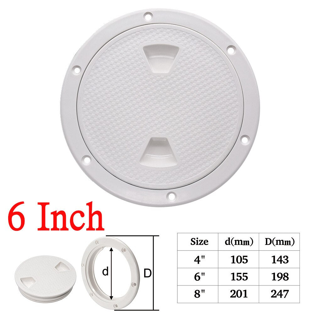 Non-slip 4/6/8 Inch Round Deck Cover Yacht Inspection Hole White Black Hatch Hand Hole Covers Inspection Work Cover Hatch - KiwisLove