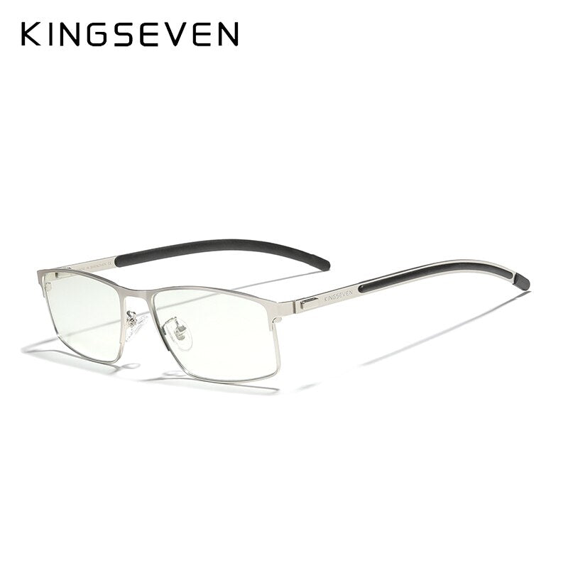 KINGSEVEN Men's Glasses Ultralight Optical Glasses Titanium Material Frame Myopia Prescription Eyeglasses Silicone Temple Design - KiwisLove
