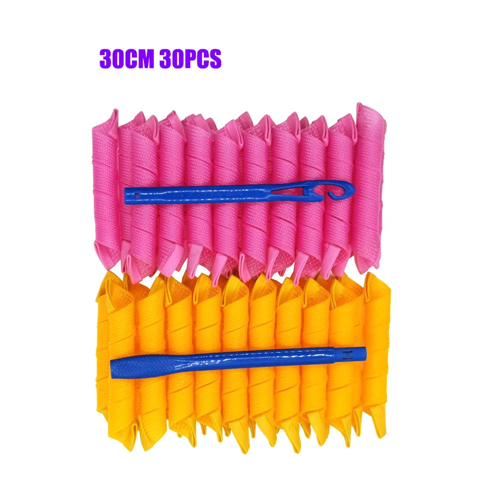 Hair Rollers (30/45/55/65cm) Snail Shape Not Waveform Spiral Round Curls Hair Curler Soft Hair Curler Magic Hair Rollers DIY - KiwisLove