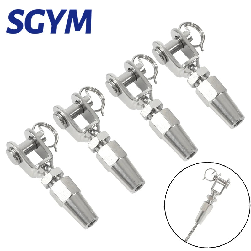 4pcs 316 Marine Grade Stainless Steel Swageless Fork Terminal For 4/5/6mmWire Rope  Railing Rope Terminal Fitting