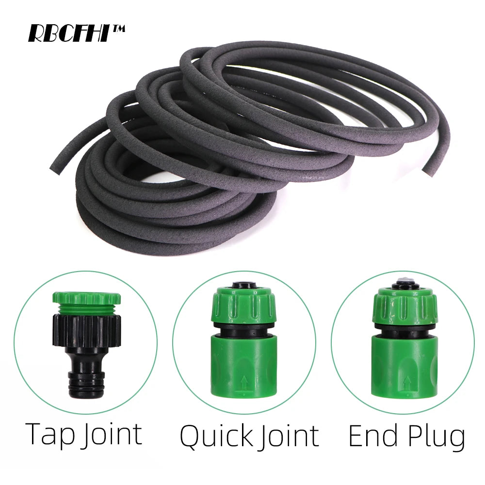 One ID-12MM OD-16MM Garden Soaker Watering Hose 7.5m /15m Porous Irrigation Tubing Permeable Pipe w/ Additional Hose Connectors