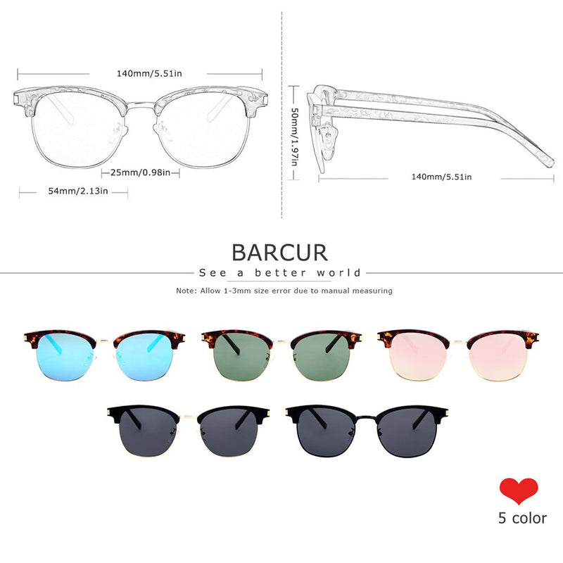 BARCUR Women Sun Glasses Men Sunglasses Polarized Shades Female Oculos lunette de soleil femme - KiwisLove