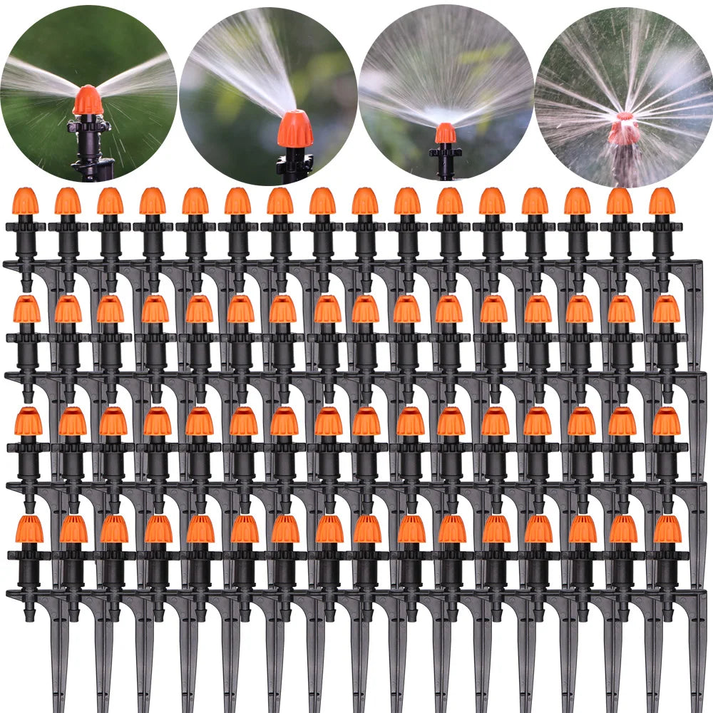 15PCS Garden 7.5mm Watering Nozzle with 15cm Holder Stand 90°/180°/360°/Strip Spraying Angle Optional Garden Irrigation Sprinkle