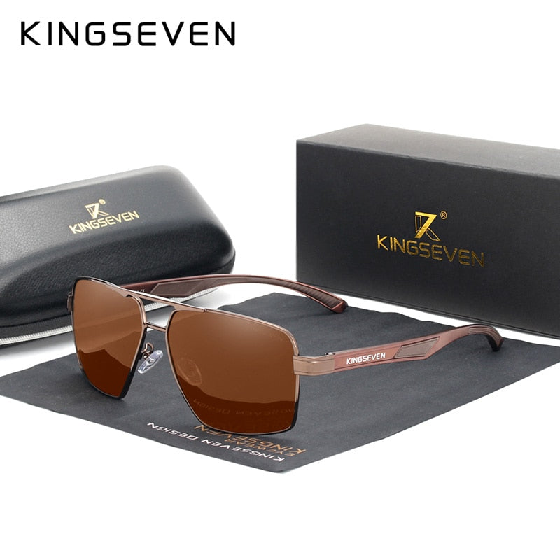 KINGSEVEN Aluminum Men's Sunglasse Polarized Lens Brand Red Design Temples Sun glasses Coating Mirror Glasses Oculos de sol 7719 - KiwisLove