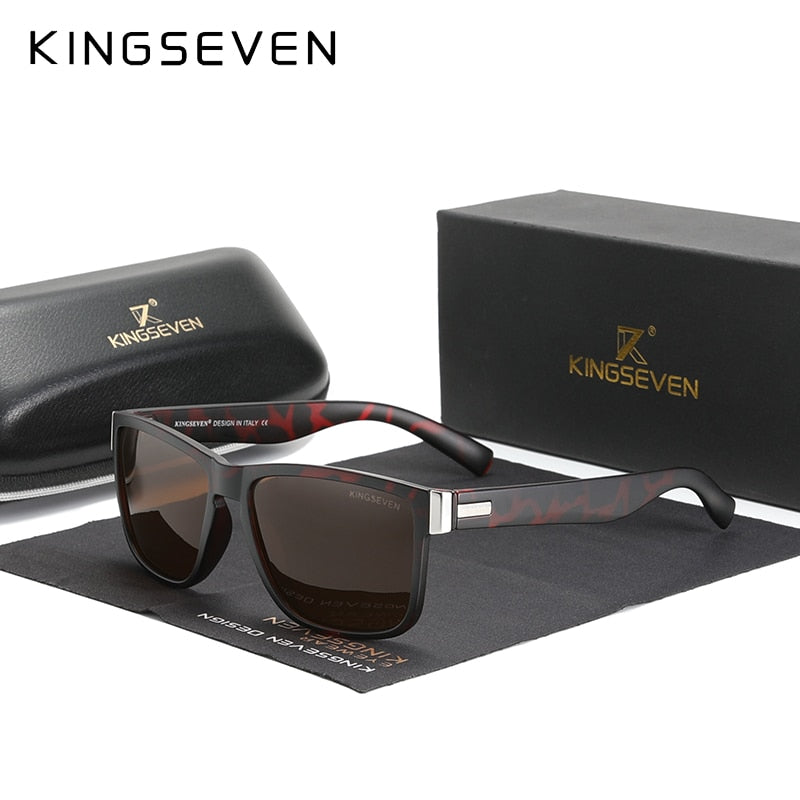 KINGSEVEN Excellent Quality Retro Polarized Lens Sunglasses Women Men Square Frame Decorative Pattern Sun Glasses UV400 Goggles - KiwisLove