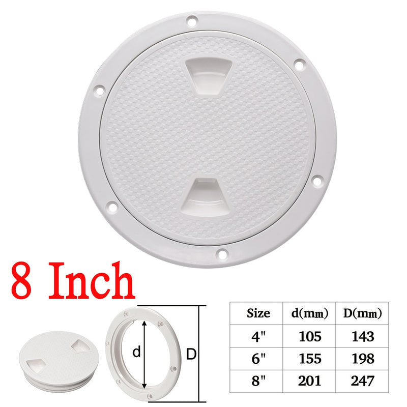 8 Inch 6 Inch 4 Inch Access Hatch Round Inspection Hatch Cover Non-slip Marine Screw Out Twist Out Deck Plate Hatch Black/White - KiwisLove