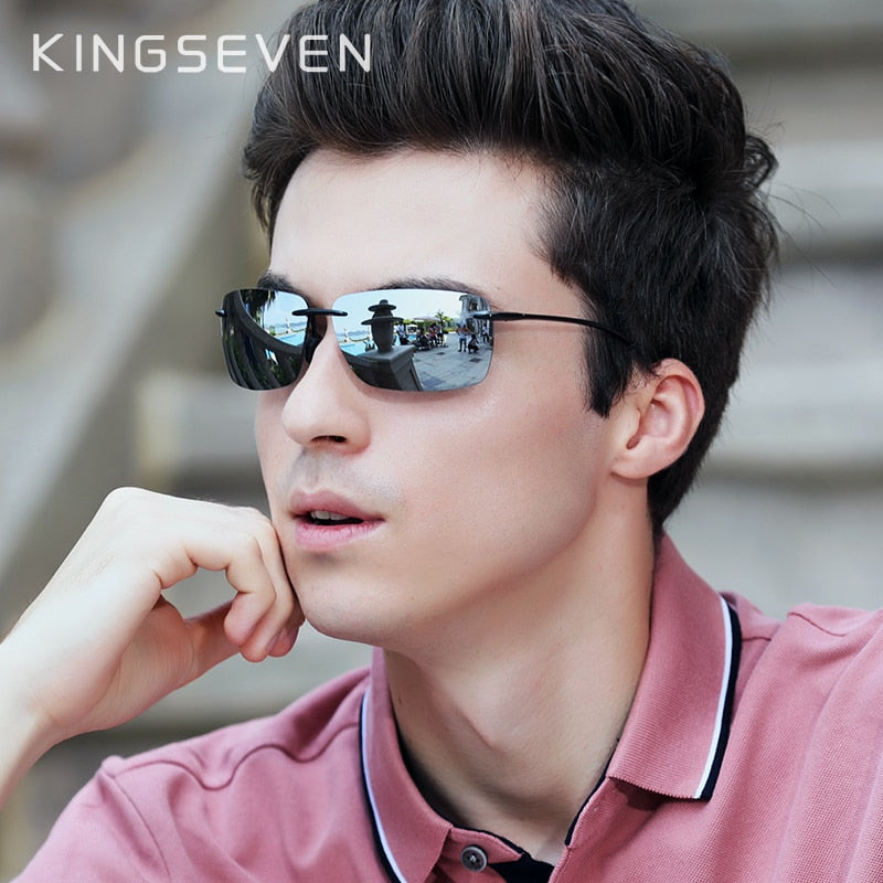 KINGSEVEN TR90 Rimless Sunglasses Men Ultralight High Quality Square Frameless Sun Glasses For Women Brand Designer Mirror Lens - KiwisLove