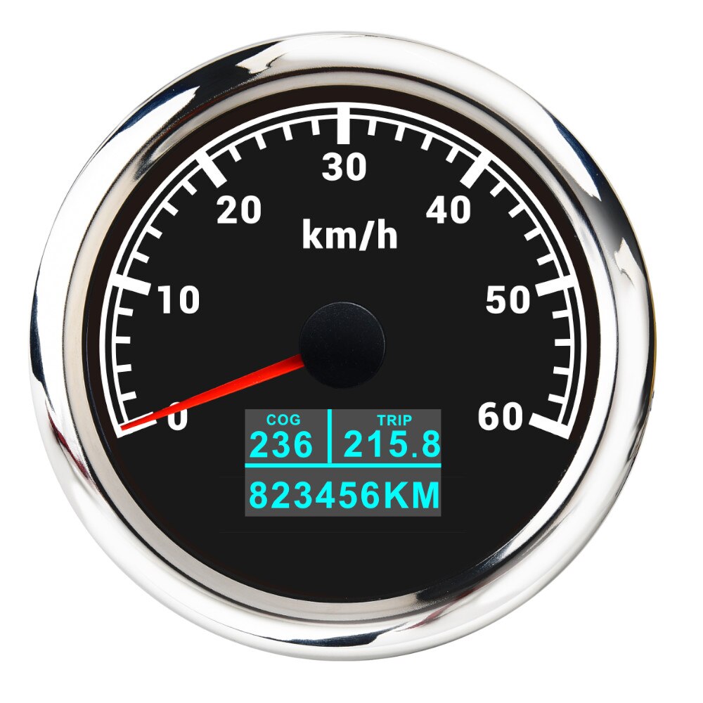 HD 85mm 3 in 1 Car Boat GPS Speedometer Gauge Digital speedometer Motorcycle gps 60km/h 60MPH 60knots Red LED With Antenna - KiwisLove