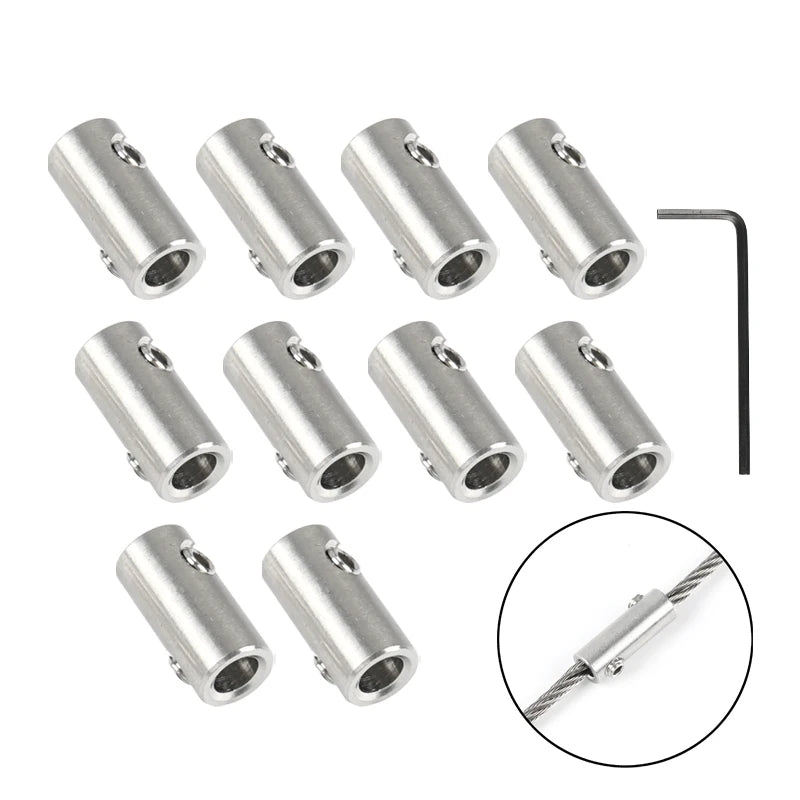 10pcs 304 stainless steel handscrew Clamp Fit Together Wire Rope Clip with Hexagon Grub Screw Bolts buckle for 2 3 4 5 6 8 10mm