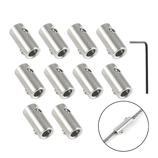 10pcs 304 stainless steel handscrew Clamp Fit Together Wire Rope Clip with Hexagon Grub Screw Bolts buckle for 2 3 4 5 6 8 10mm
