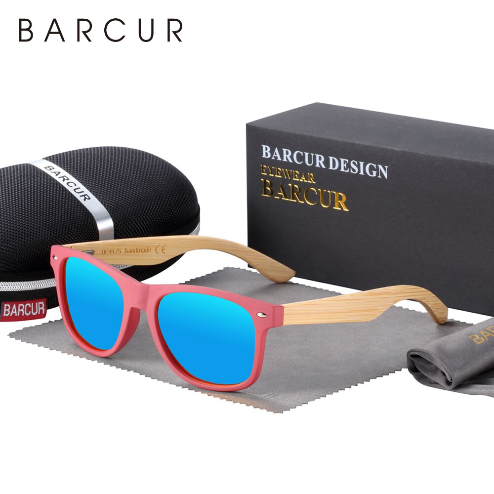 BARCUR Natural Bamboo Sunglasses Men Wooden Sun Glasses Women Polarized Eyewear - KiwisLove