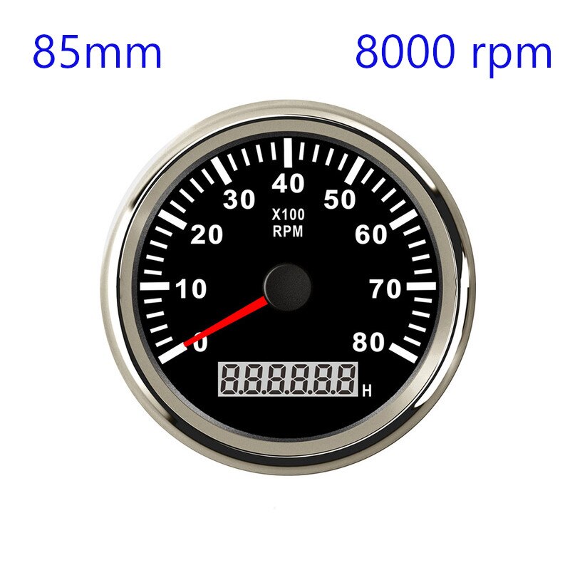 85mm REV Counter Car Boat tachometer + sensor Car Truck Tacho Marine RPM Meter with LCD Hourmeter 4000 RPM Red Backlight 12V/24V - KiwisLove