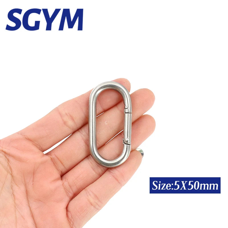 2pcs OVAL SHAPE 304/316 Stainless Steel Spring Snap Hook Carabiner Quick Link Lock Ring Hook 5/6/8/10mm