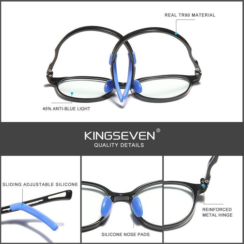 2 Pack KINGSEVEN DESIGN Children Glasses Blue Light Blocking Kids Glasses Boy Girl Square Computer Transparent Eyeglasses Uv400 - KiwisLove