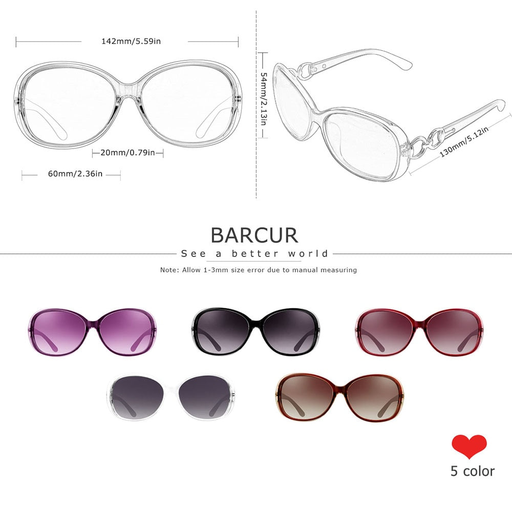BARCUR New Polarized Sunglasses Women Brand Designer Female Sunglass Vintage Sun Glasses gafas oculos de sol masculino - KiwisLove