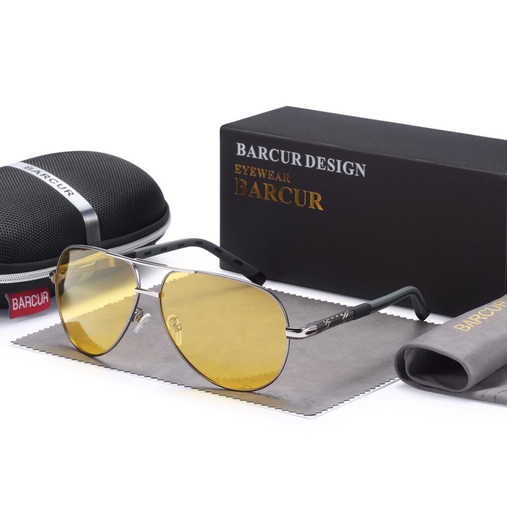 BARCUR Aluminum Magnesium Night Vision Sunglasses Male Fashion Night Vision Accessories For Men - KiwisLove