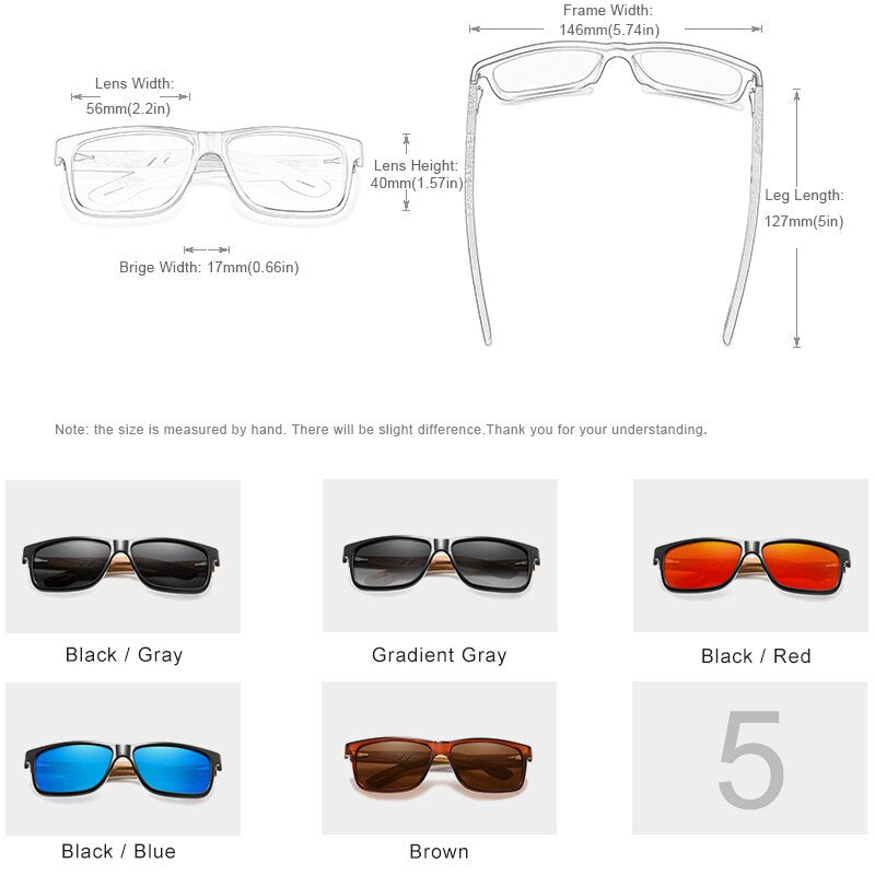 KINGSEVEN 2019 Polarized Square Sunglasses Men Women Zebra Wooden Frame Mirror Flat Lens Driving UV400 Eyewear - KiwisLove