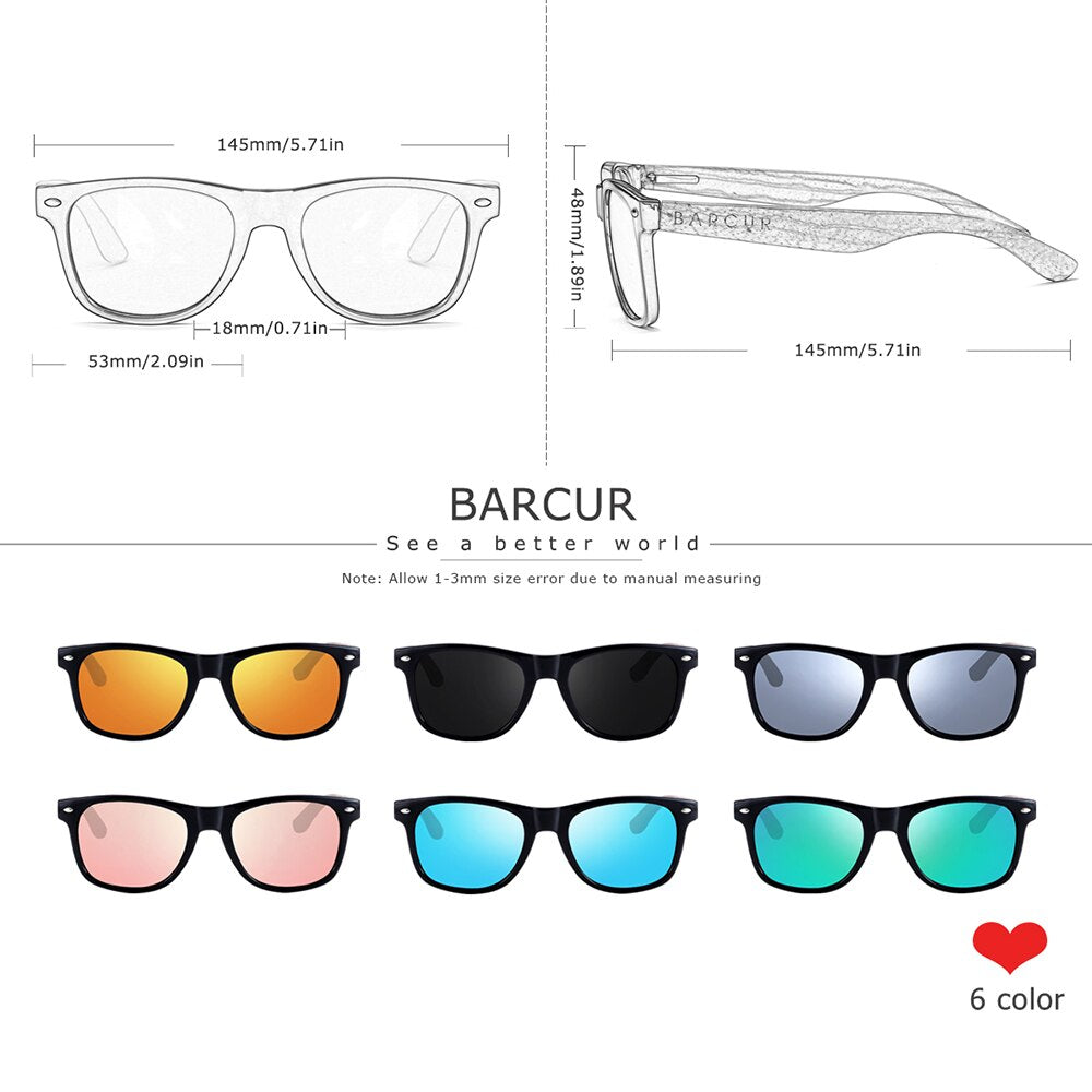 BARCUR Natural Zebra Wood Sun Glasses Polarized Sunglasses Wood Rectangle Mirror Lens Driving UV400 Men Women Eyewear - KiwisLove
