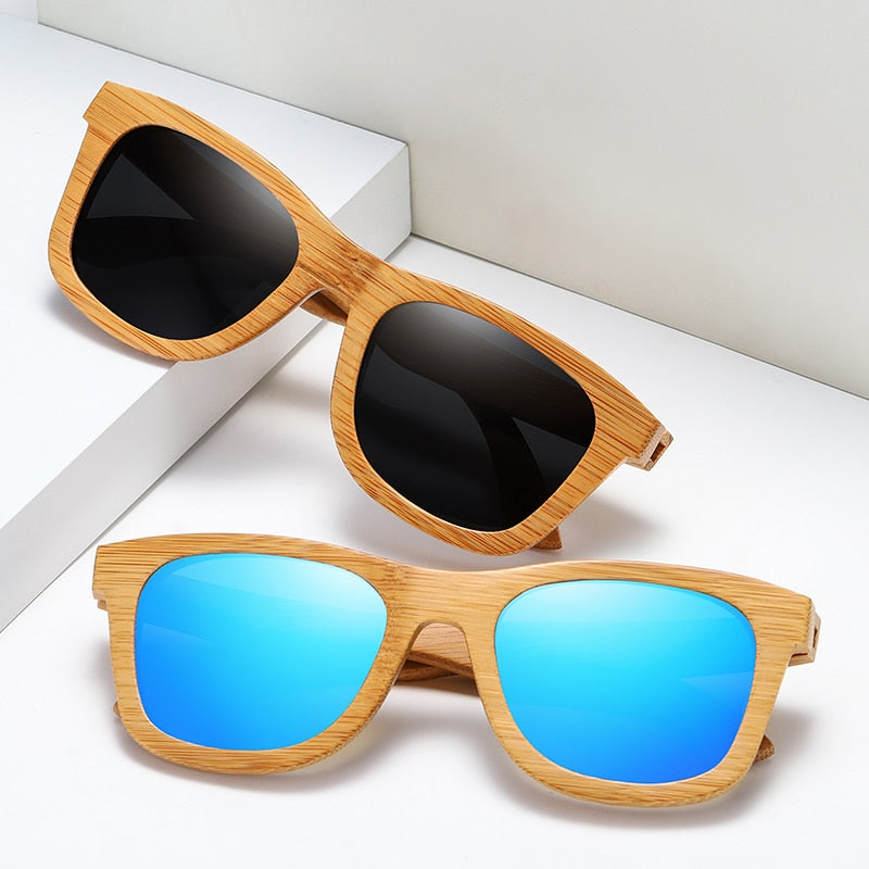 BARCUR Retro Men Sun Glasses Women Polarized Sunglasses Bamboo Handmade Wood Sunglasses Beach Wooden Glasses Oculos de sol - KiwisLove